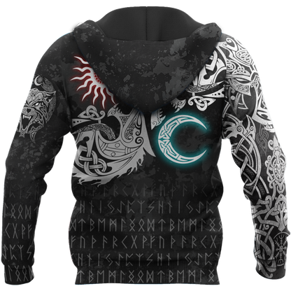 Ragnarok Monsters Sköll and Hati 3D All Over Print Hoodie