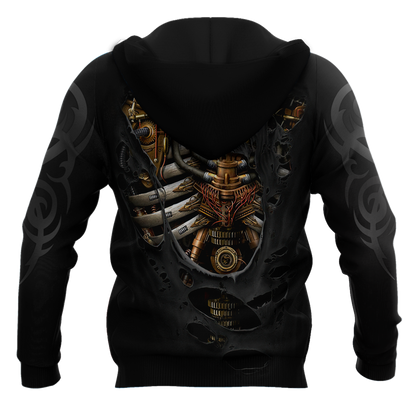 Steampunk Mechanic Skull All Over Printed Hoodie For Men and Women Pi21102002