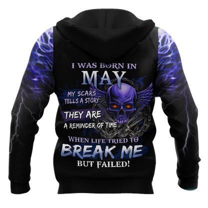 May Guy Skull 3D All Over Printed  Unisex Hoodie