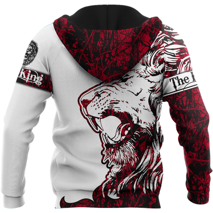 3D The Red Alpha King Lion Tattoo Over Printed Hoodie