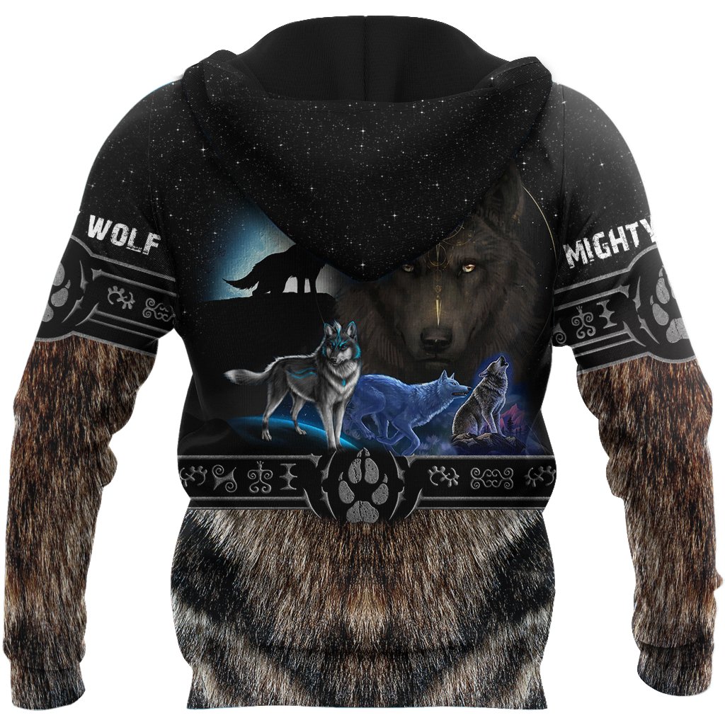 All Over Printed Viking Mighty Wolf Hoodie MEI09152005-MEI