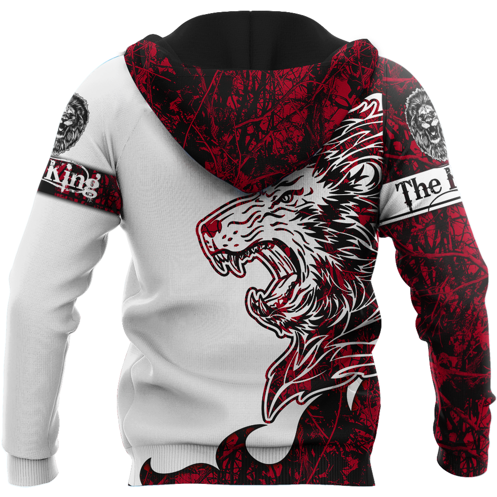 The Red King Lion Tattoo Over Printed Hoodie