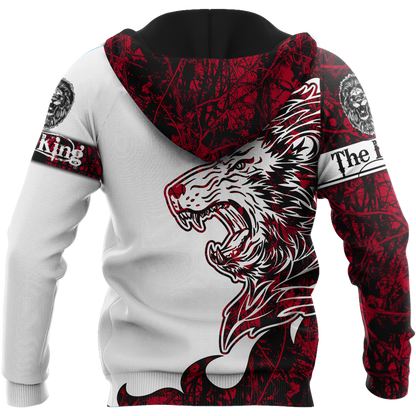 The Red King Lion Tattoo Over Printed Hoodie