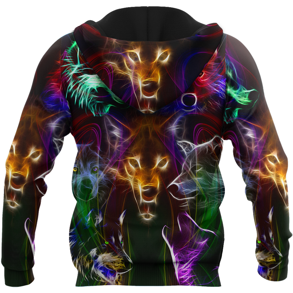 Colorful wolf 3D hoodie shirt for men and women JJW15092001