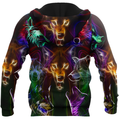 Colorful wolf 3D hoodie shirt for men and women JJW15092001