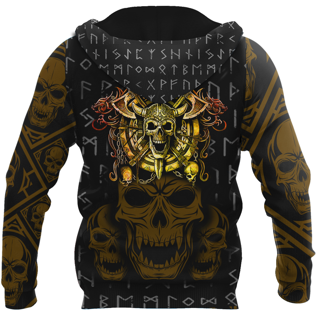 Golden Viking Skull Hoodie MEI