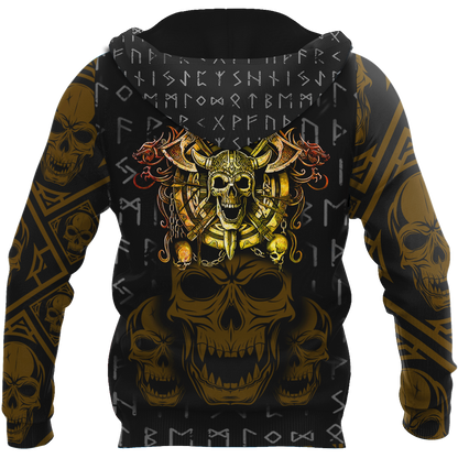 Golden Viking Skull Hoodie MEI