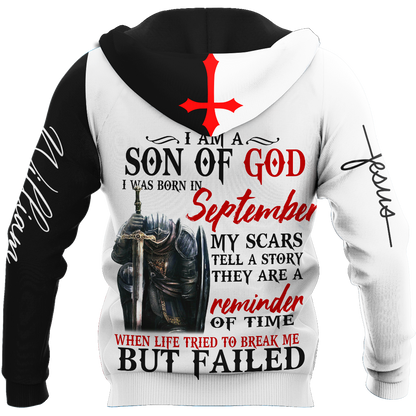 September Guy - Son of God Custome Name 3D All Over Printed Hoodie