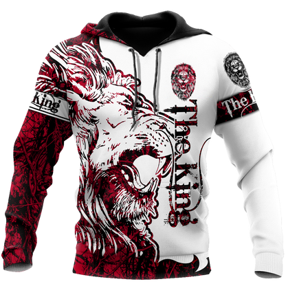 3D The Red Alpha King Lion Tattoo Over Printed Hoodie