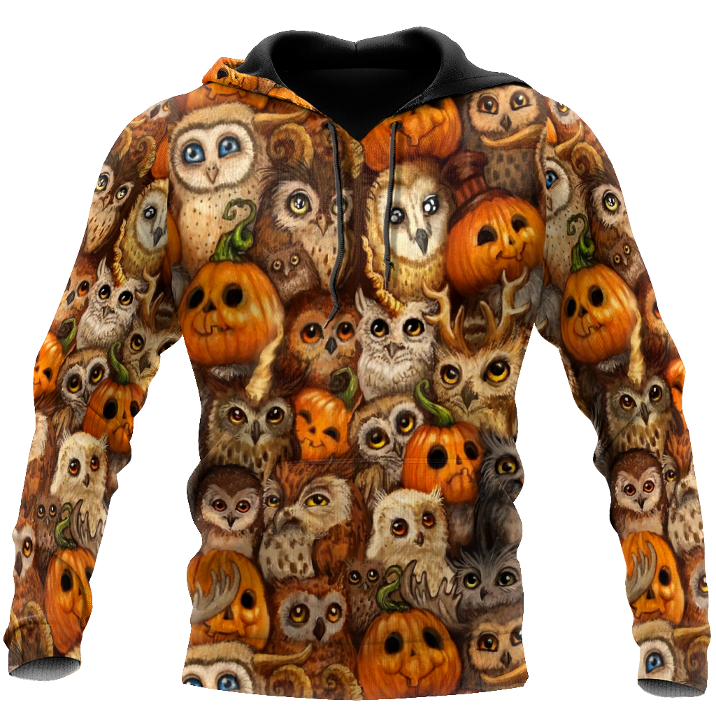 Halloween Pumpkin and Owl Over Printed Shirts For Men and Women JJW07082003
