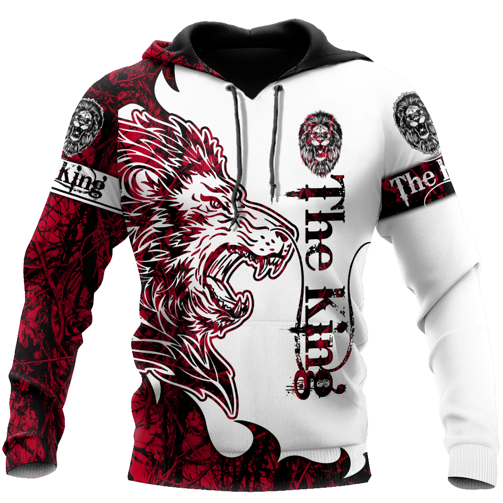 The Red King Lion Tattoo Over Printed Hoodie