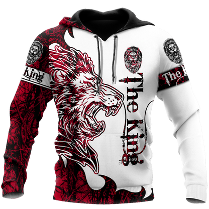 The Red King Lion Tattoo Over Printed Hoodie