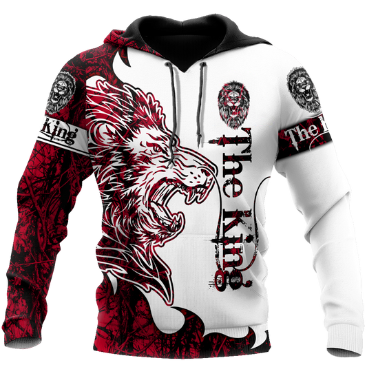 The Red King Lion Tattoo Over Printed Hoodie