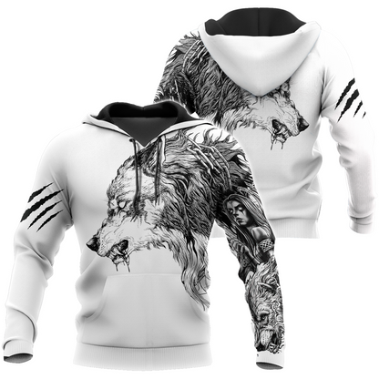 Tattoo Wolf Hoodie T Shirt For Men and Women HAC290501-NM