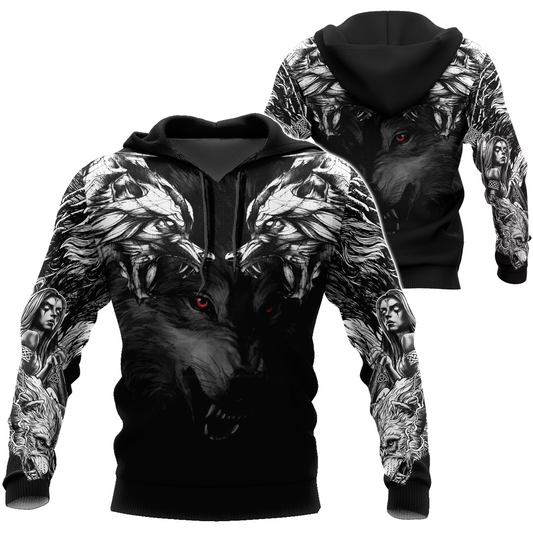 Double Dark Wolf Tattoo 3D All Over Printed Unisex Shirts