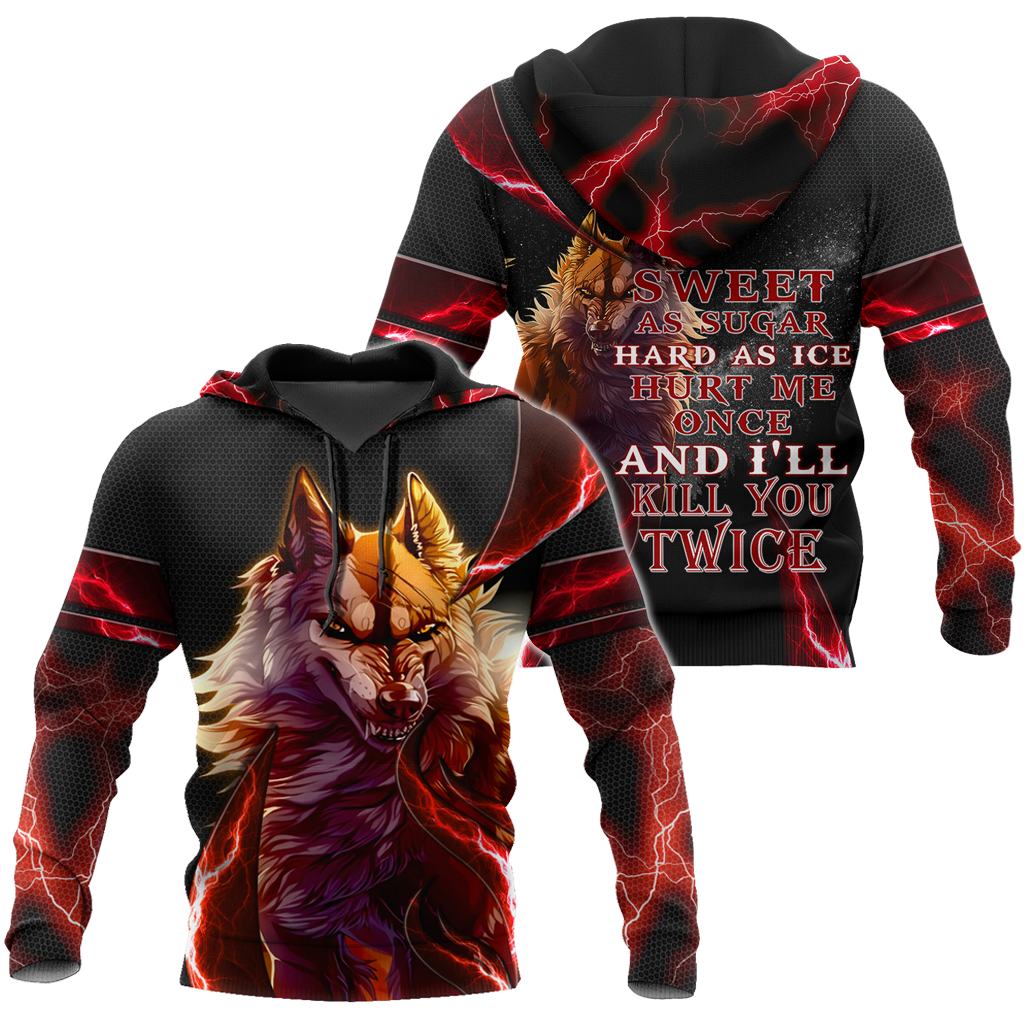 Red Thunder Wolf 3D All Over Printed Shirts For Men and Women HAC080102