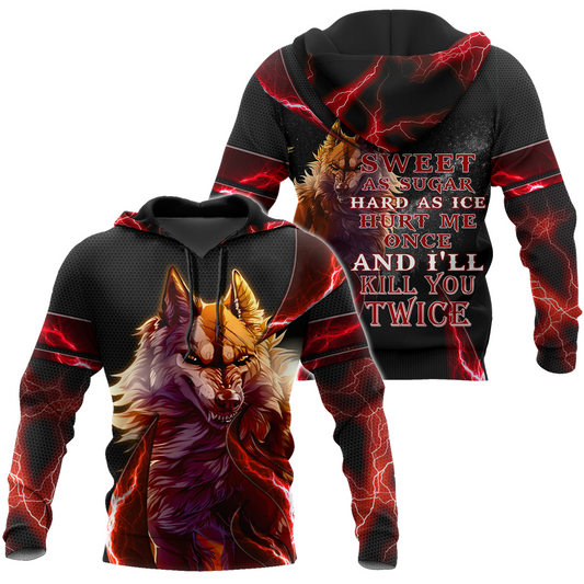 Red Thunder Wolf 3D All Over Printed Shirts For Men and Women HAC080102