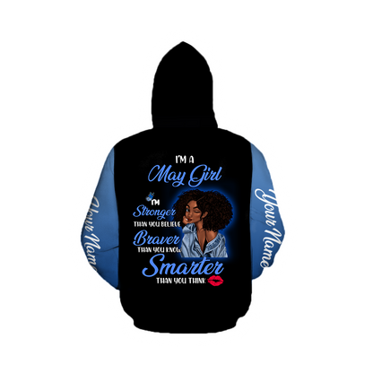 May Girl Customize Name 3D All Over Printed  Unisex Hoodie