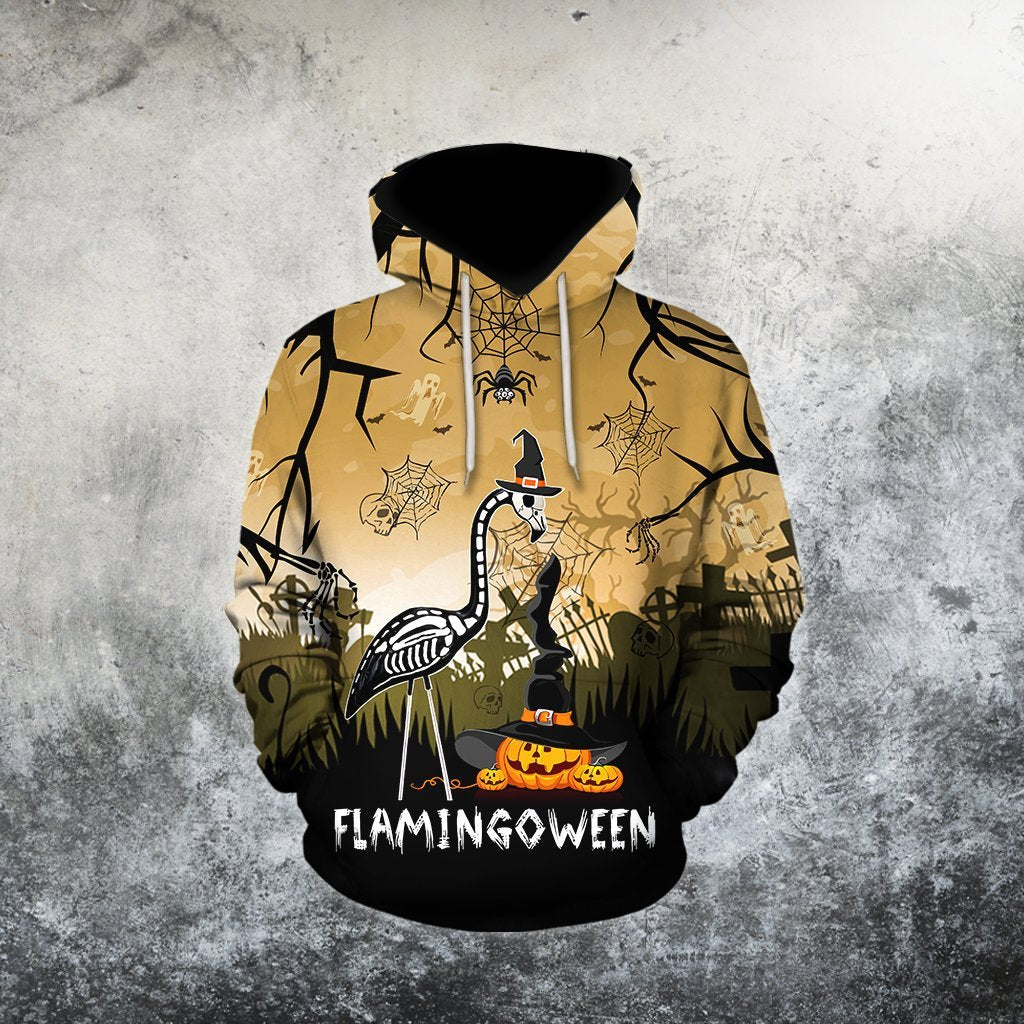 Beautiful All Over Print Flamingoween Hoodie MHMH2508203-MEI