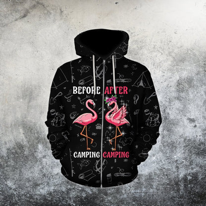 Beautiful All Over Printed Flamingo Before And After Camping Hoodie MH250820-MEI