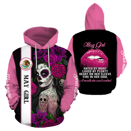 May Girl Customize Name 3D All Over Printed Unisex Hoodie