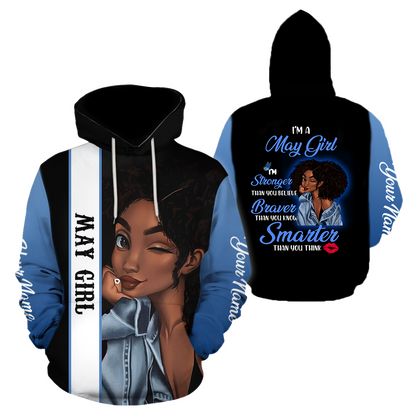 May Girl Customize Name 3D All Over Printed  Unisex Hoodie