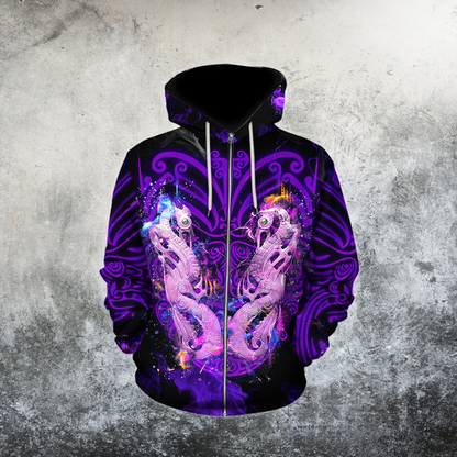 Maori moko manaia new zealand 3d all over printed shirt and short for man and women MH0407201-Apparel-PL8386-Zipped Hoodie-S-Vibe Cosy™