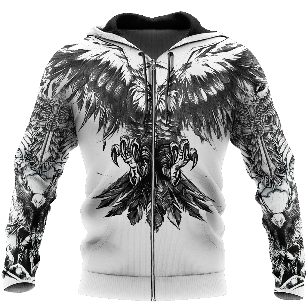 Eagle Tattoo Art Hoodie T Shirt For Men and Women HAC300504-NM-Apparel-NM-Zipped Hoodie-S-Vibe Cosy™