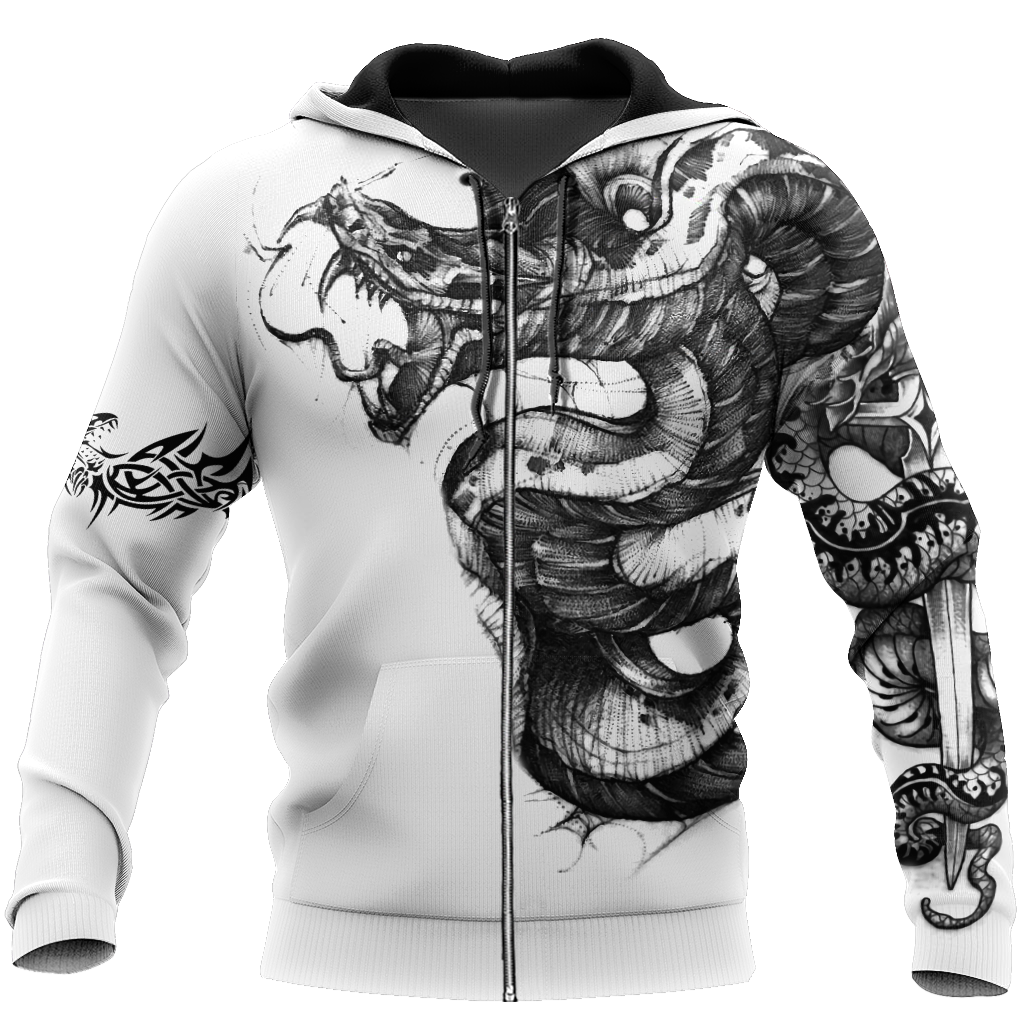 Snake Tattoo Hoodie T Shirt For Men and Women HAC210501-Apparel-NM-Zipped Hoodie-S-Vibe Cosy™