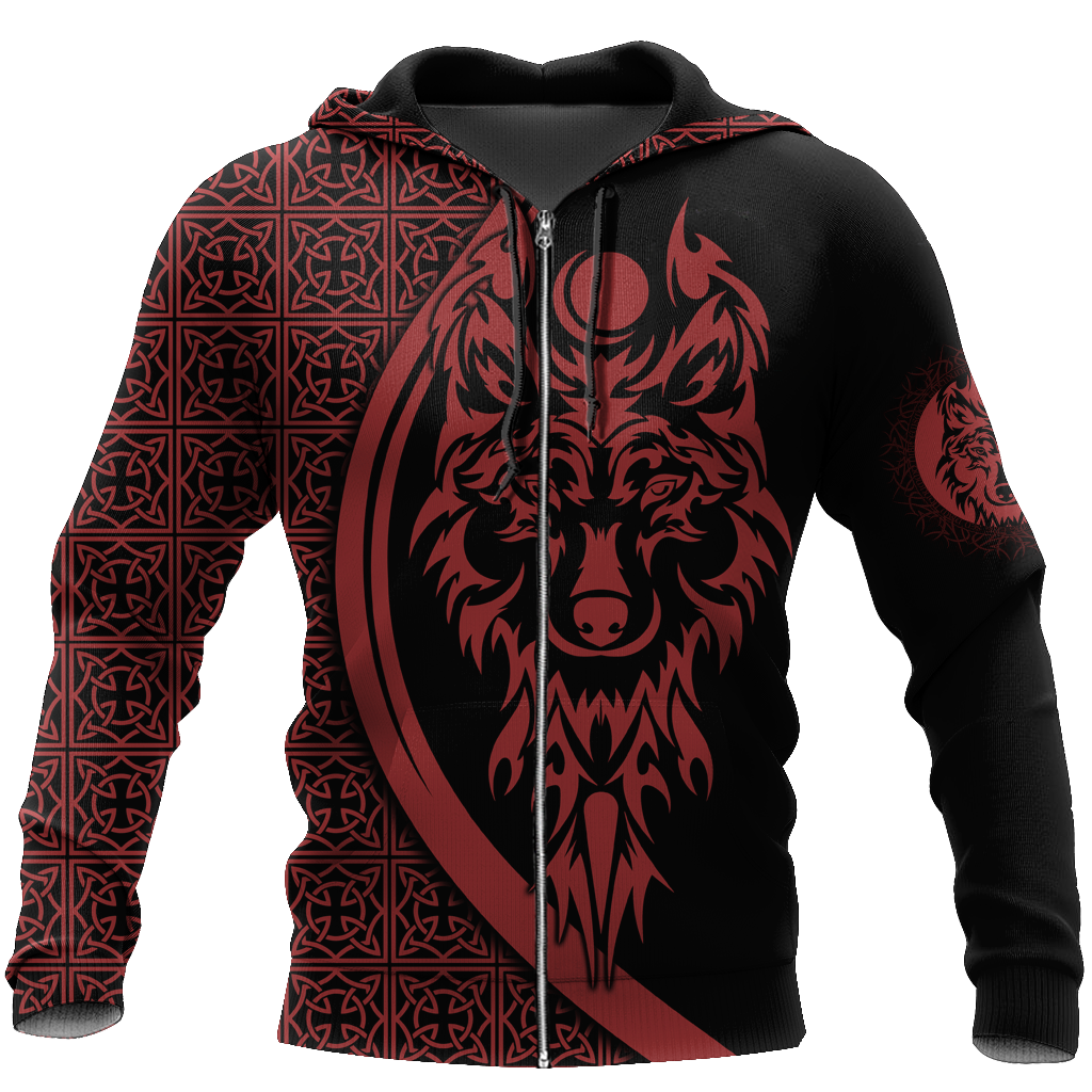 Tattoo Wolf Hoodie T Shirt For Men and Women HAC080606-NM-Apparel-NM-Zipped Hoodie-S-Vibe Cosy™