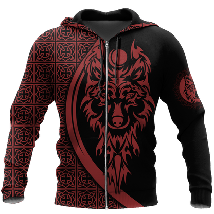 Tattoo Wolf Hoodie T Shirt For Men and Women HAC080606-NM-Apparel-NM-Zipped Hoodie-S-Vibe Cosy™