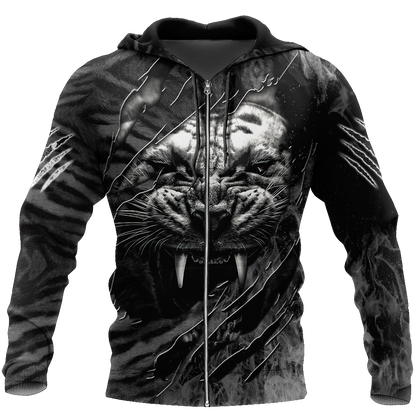 Warrior White Tiger Hoodie Over Printed for Men and Women