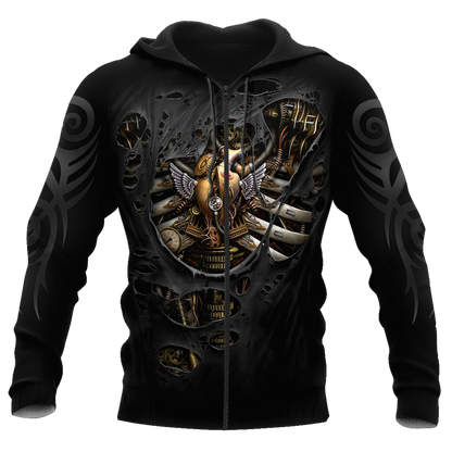 Steampunk Mechanic Skull All Over Printed Hoodie For Men and Women Pi21102002