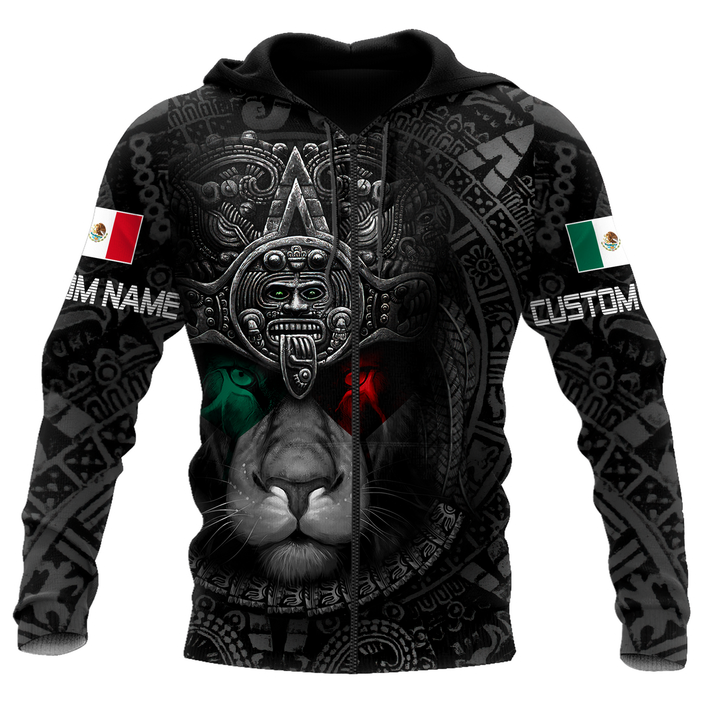Custom Name Mexican Lion Warrior 3D All Over Printed Shirt for Men and Women