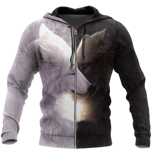 Wolf black and white hoodie shirt for men and women HAC040904