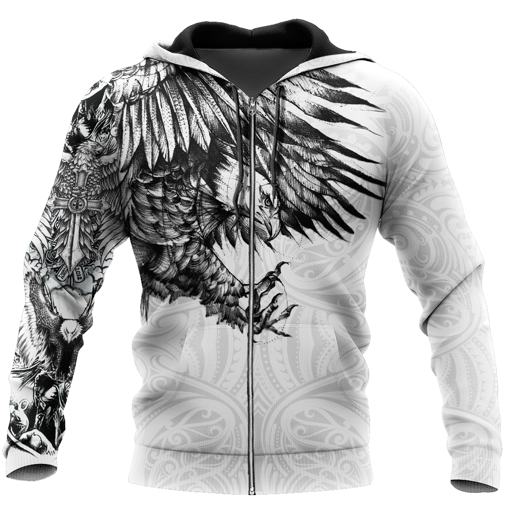 Eagle Tattoo Art Hoodie T Shirt For Men and Women HAC300503-NM-Apparel-NM-Zipped Hoodie-S-Vibe Cosy™