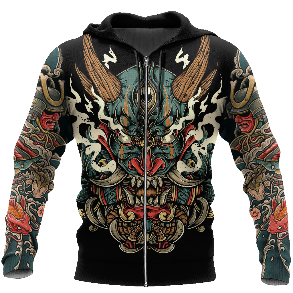 Samurai Tattoo Art Hoodie T Shirt For Men and Women HAC220602-NM-Apparel-NM-Zipped Hoodie-S-Vibe Cosy™