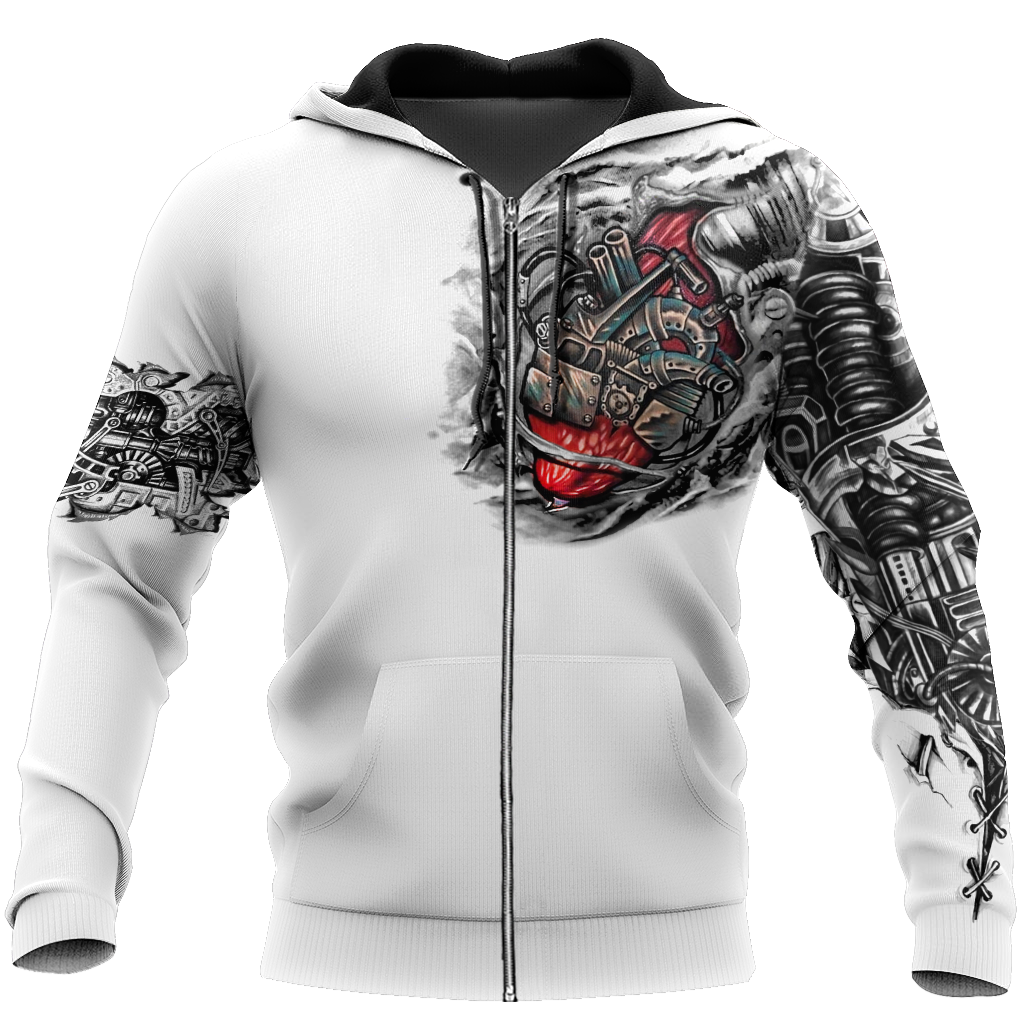 Mechanic Metal Tattoo 3D All Over Printed Shirts HAC180503-Apparel-MP-Zipped Hoodie-S-Vibe Cosy™