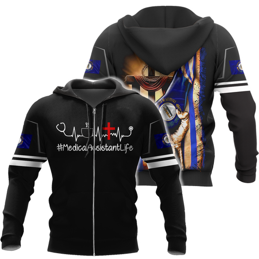 Medical assistant Kentucky 3d hoodie shirt for men and women HAC040403-Apparel-HG-Zip hoodie-S-Vibe Cosy™