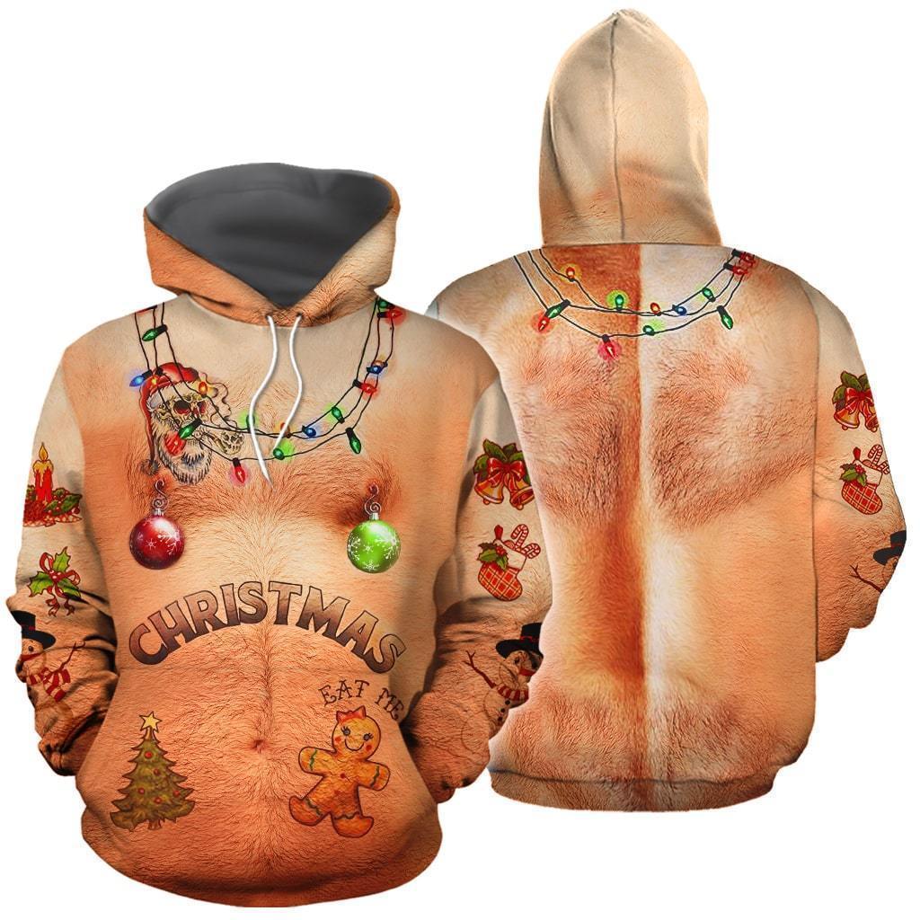 3D All Over Printed Hairy Chest and Tattoos Ugly Christmas Sweater Shirts and Shorts-Tattoos-RoosterArt-Hoodie-XS-Vibe Cosy™