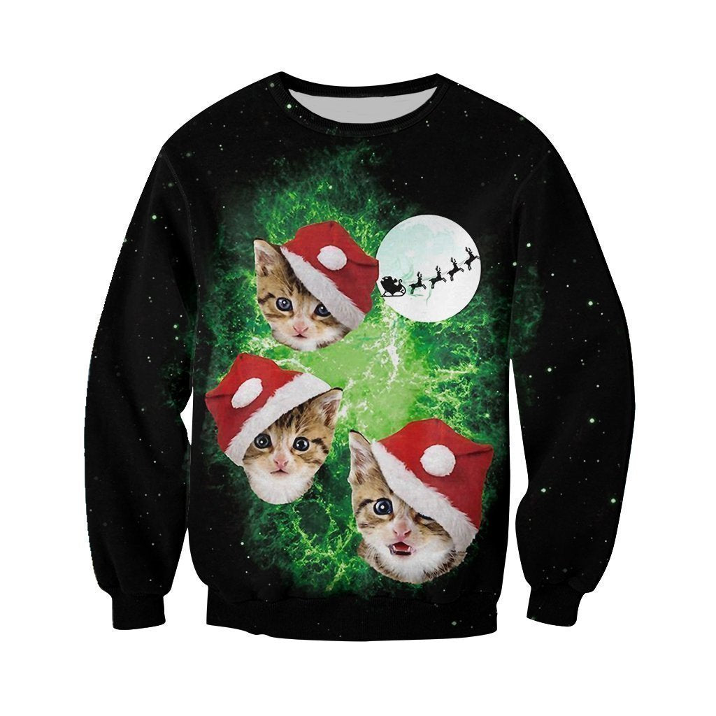 3D All Over Printed Cat Christmas Shirts And Shorts-Cat Christmas-RoosterArt-Sweatshirt-XS-Vibe Cosy™