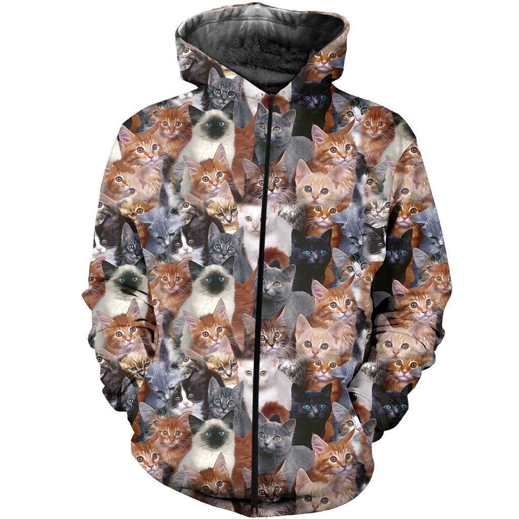 3D All Over Printed Cat Shirts And Shorts-Cat-6teenth World™-Zipped Hoodie-XS-Vibe Cosy™
