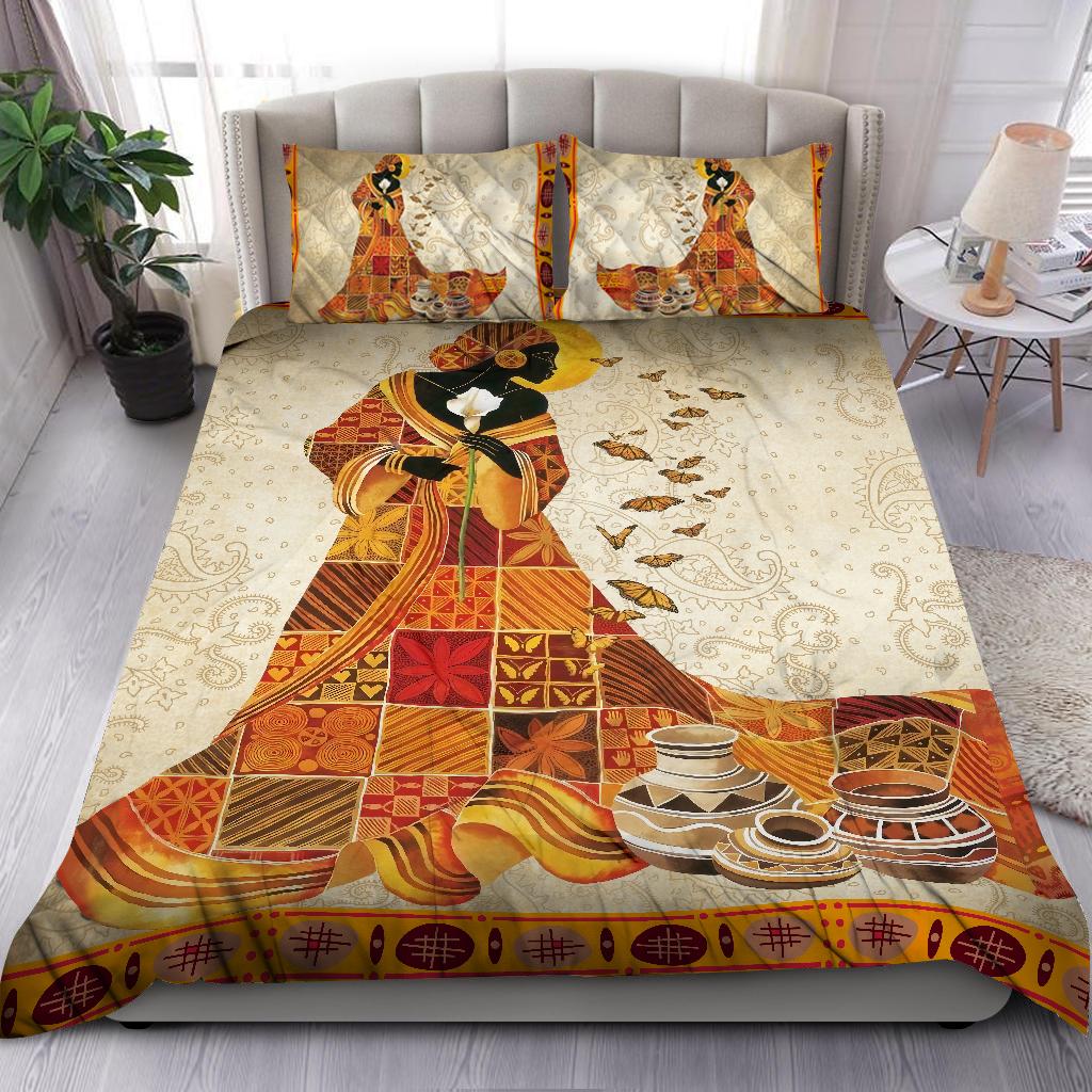 African Girl and Butterfly Bedding Set JJ30062003-ML-ML-US Twin-Vibe Cosy™