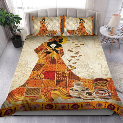 African Girl and Butterfly Bedding Set JJ30062003-ML-ML-US Twin-Vibe Cosy™