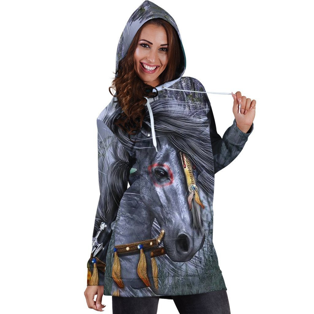All Over Printed Indian Horse Shirts Hoodie Dress-Apparel-HbArts-Hoodie Dress-S-Vibe Cosy™