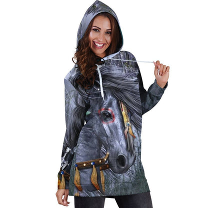 All Over Printed Indian Horse Shirts Hoodie Dress-Apparel-HbArts-Hoodie Dress-S-Vibe Cosy™