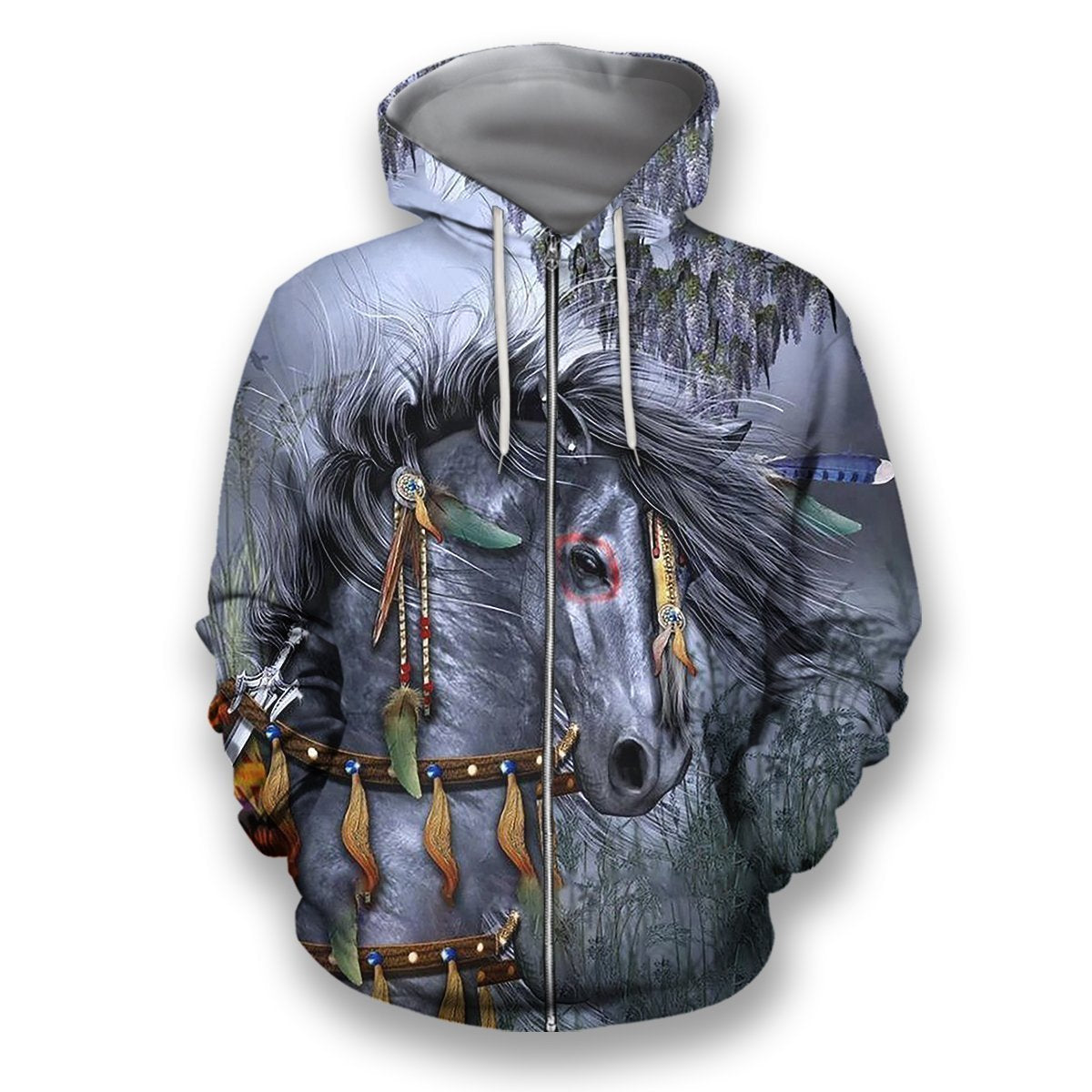 All Over Printed Indian Horse Shirts-Apparel-HbArts-Zip-Hoodie-S-Vibe Cosy™