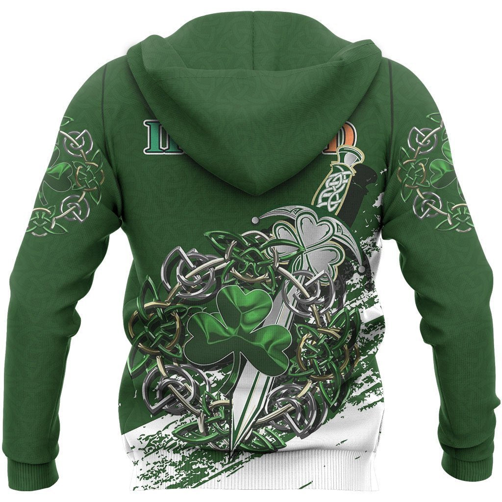 Ireland - Celtic Shamrock & Sword Pullover Hoodie NM-Apparel-NM-Hoodie-S-Vibe Cosy™