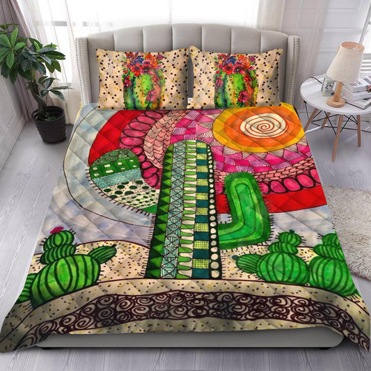 Cactus Desert Floral Quilt Bedding Set by SUN JJ080621S-Quilt-SUN-King-Vibe Cosy™