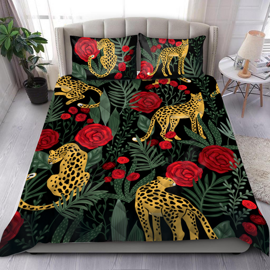 Rosy Leopard In Tropical Forest Quilt Bedding Set by SUN JJ240621-Quilt-SUN-King-Vibe Cosy™